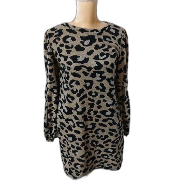 143 Story by Line Up long sleeve animal print tunic/short dress sz L pullover - Picture 1 of 4